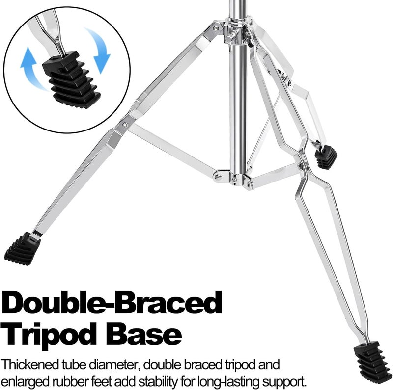 Youeon Cymbal Boom Stand Adjustable Height 30"-58", Double Braced Tripod Cymbal Straight Stand with Non-slip Rubber Feet for Mounting Crash, Ride, Splash Cymbals - Image 5